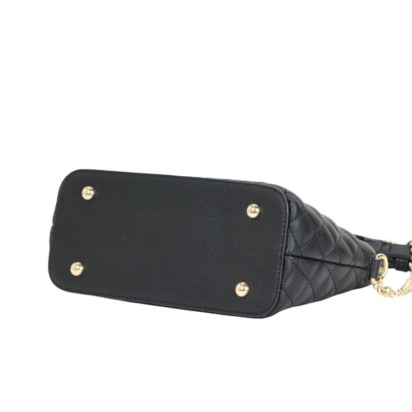 Black Quilted Faux Leather Purse Chain Strap Cross Body Shoulder Bag - Picture 2 of 7